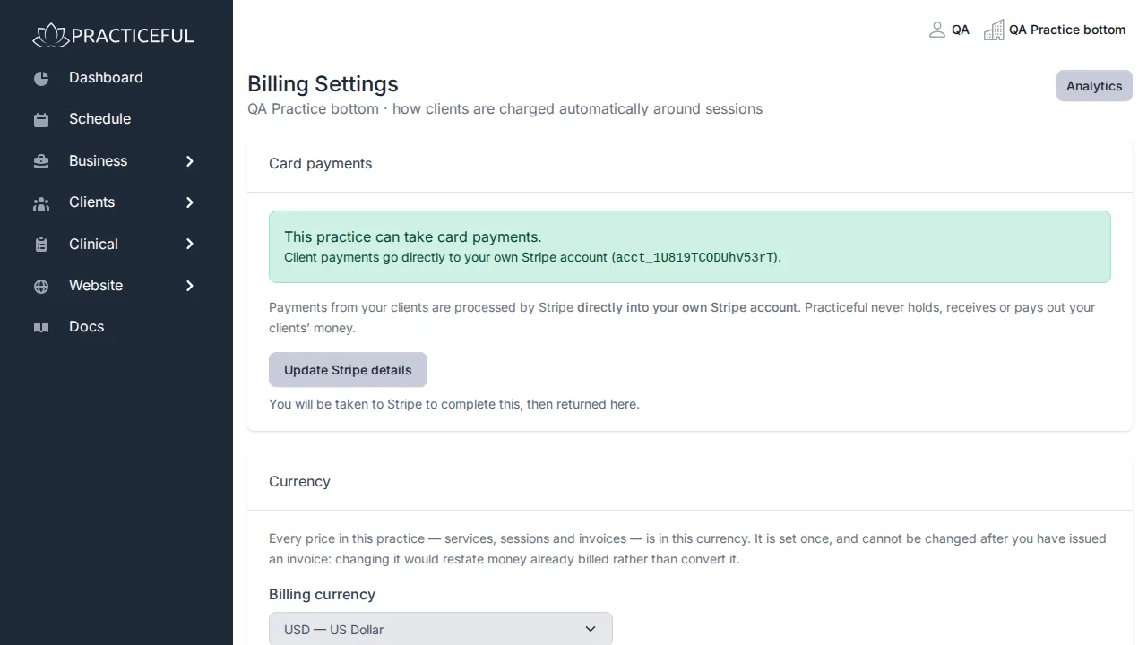 Invoices screen