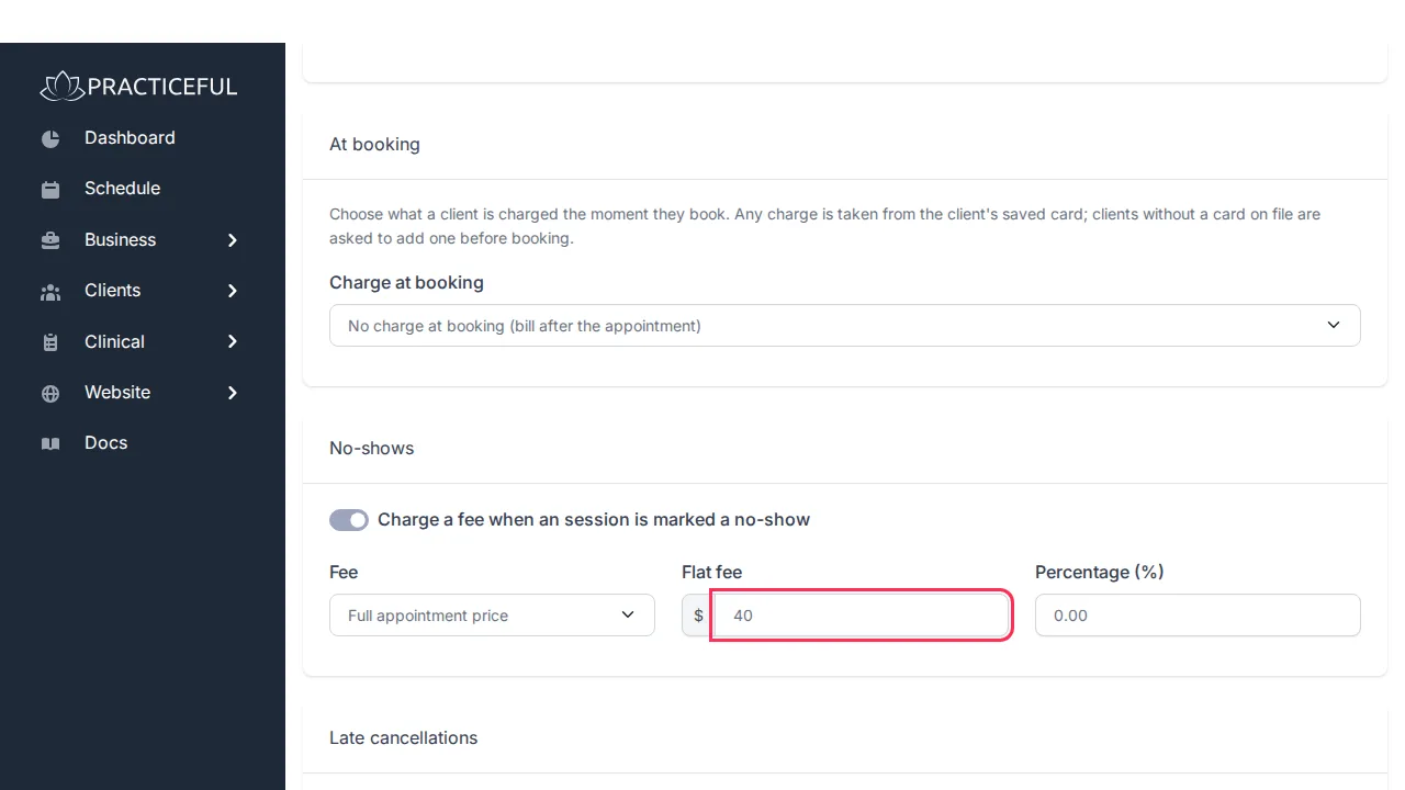 Billing Settings screen