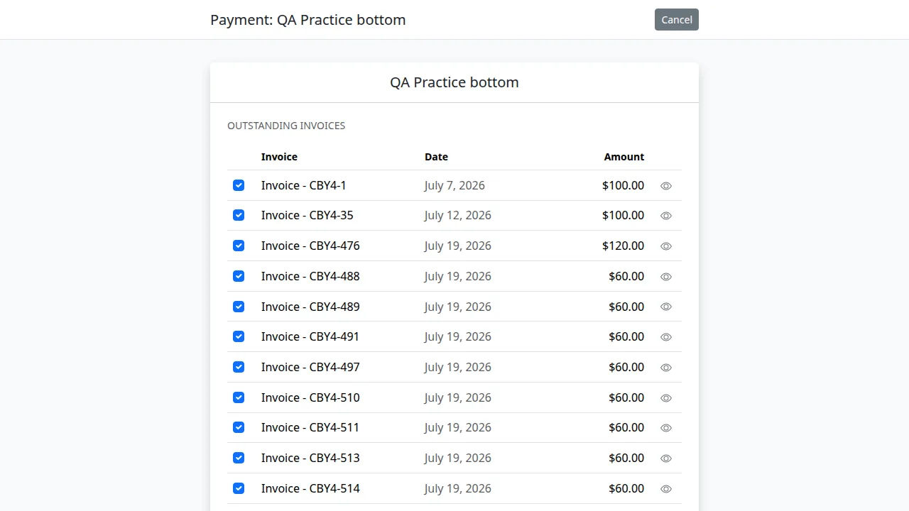 Pay an invoice screen