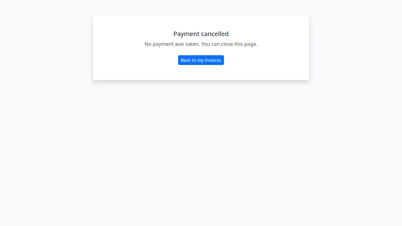 Pay an invoice screen
