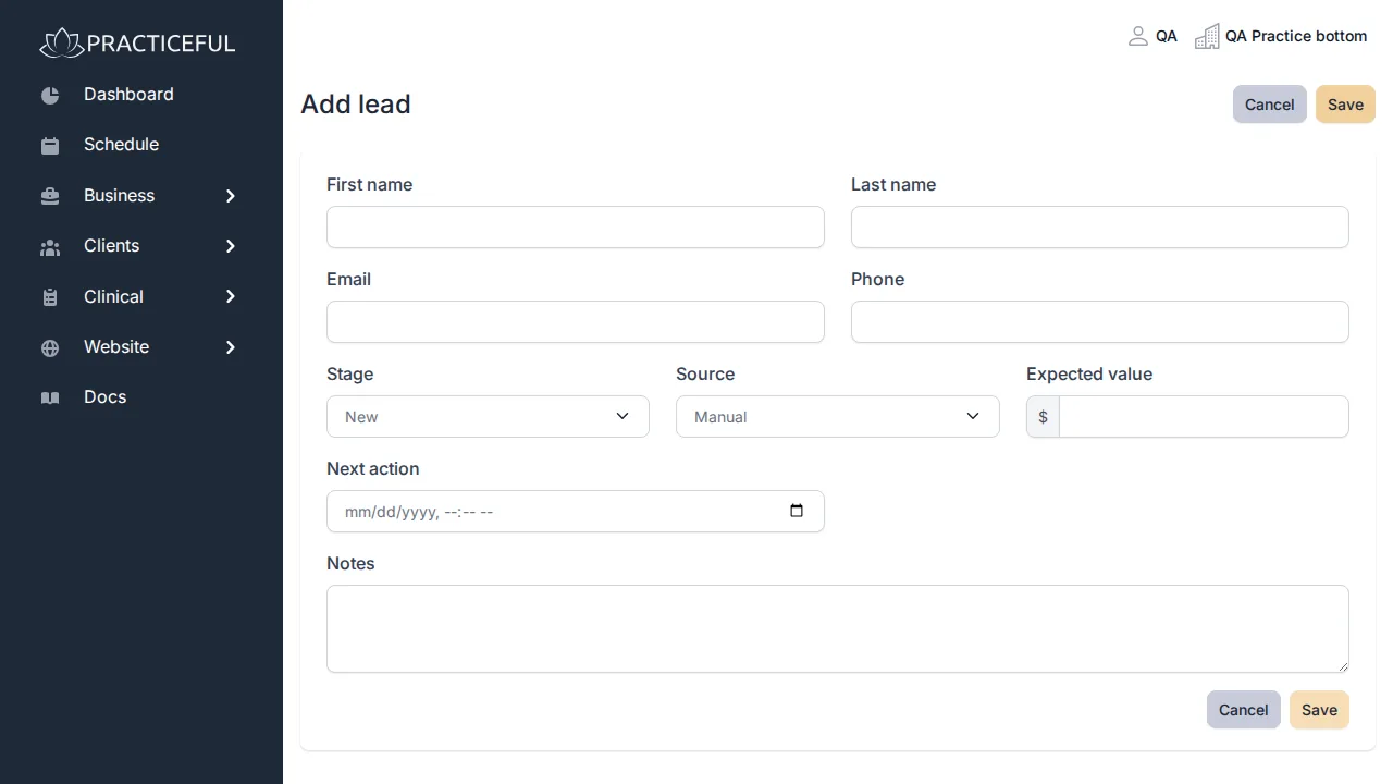 Sales Pipeline screen