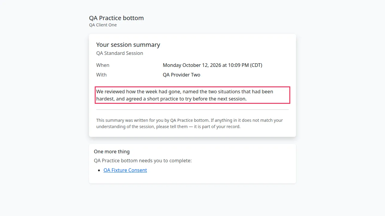 Your session summary screen