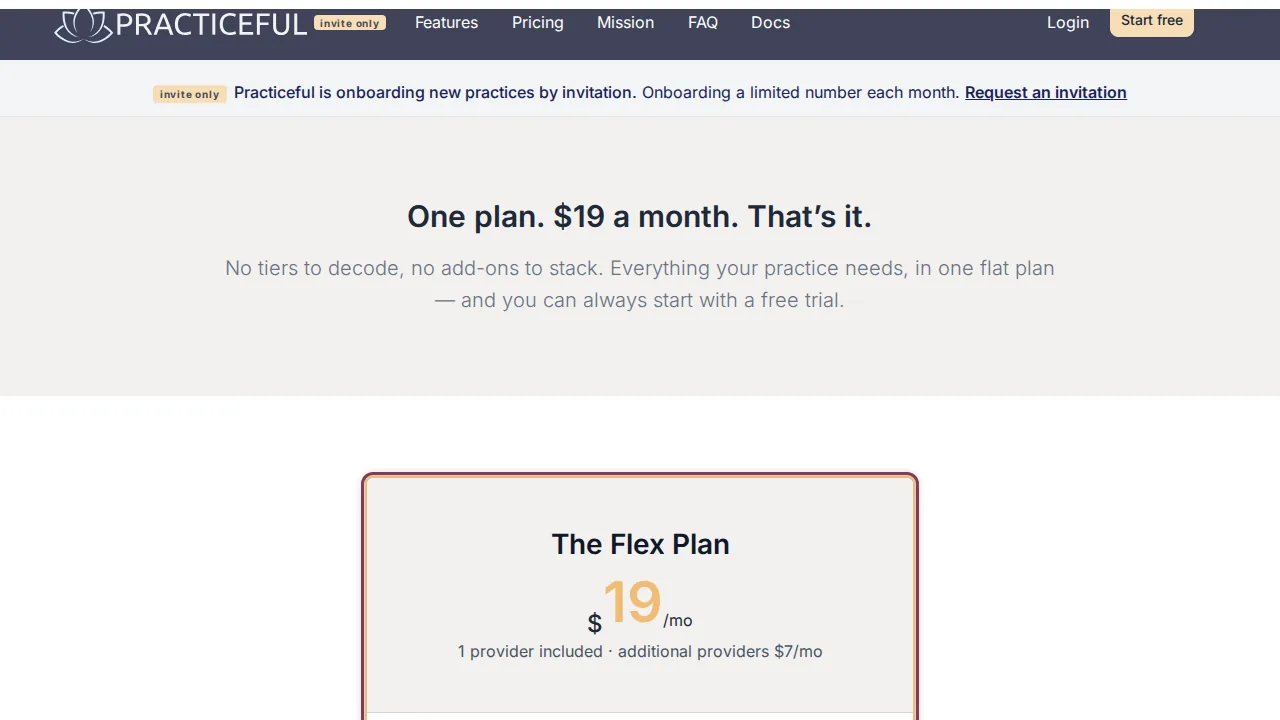 Pricing screen