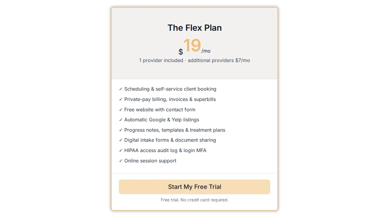 Pricing screen