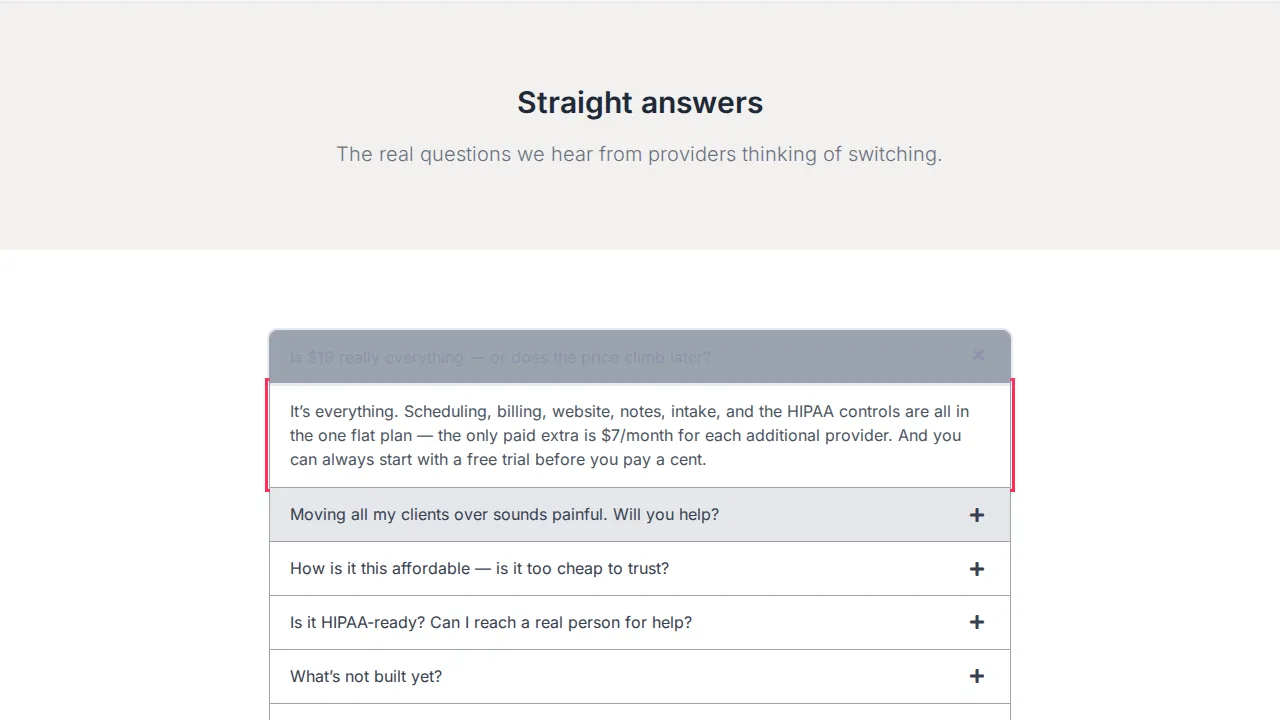 FAQ screen
